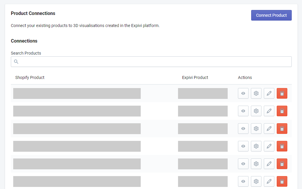 Product connections section