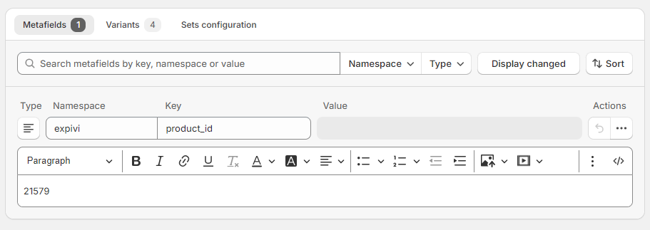 New metafield for Shopify product