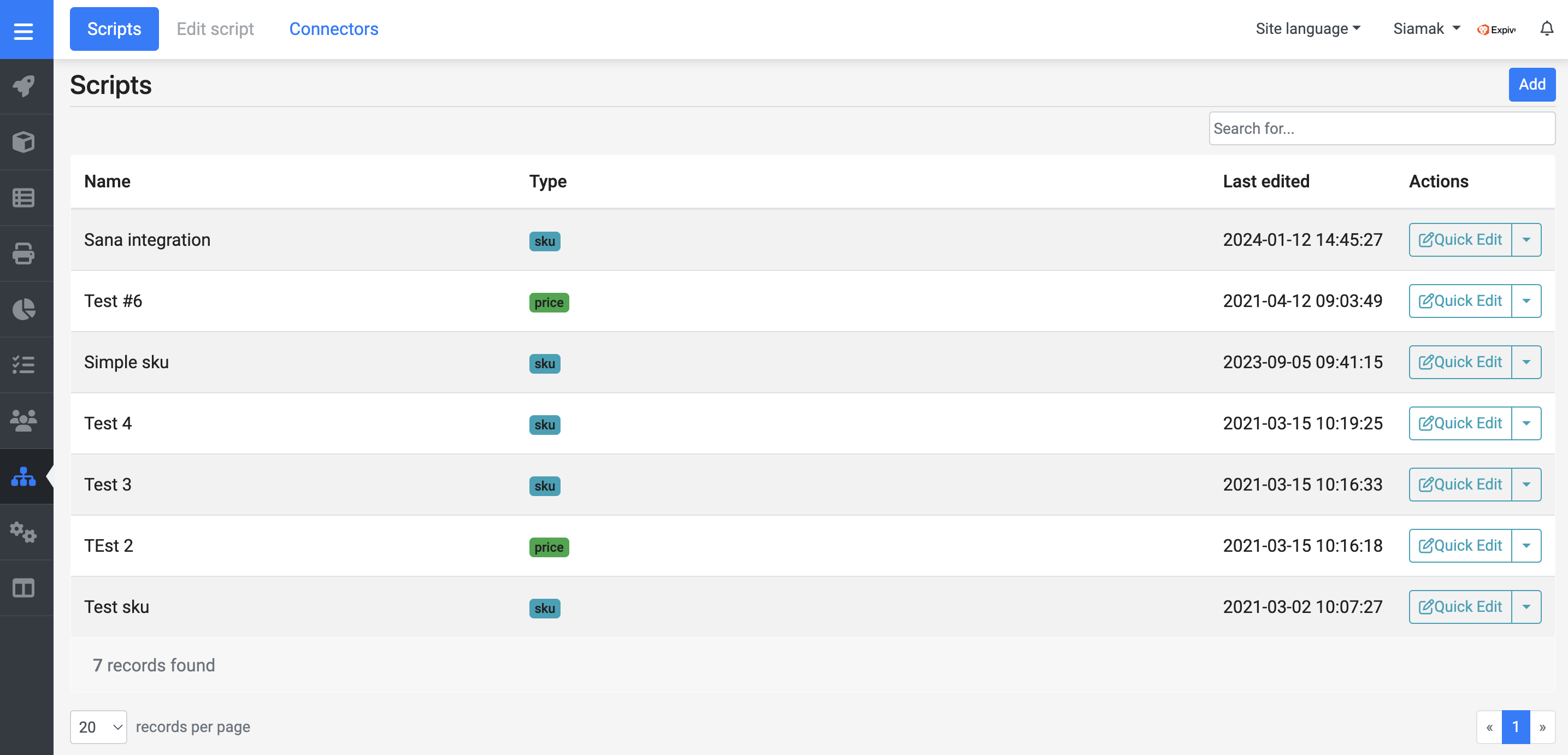 Script Engine Script List